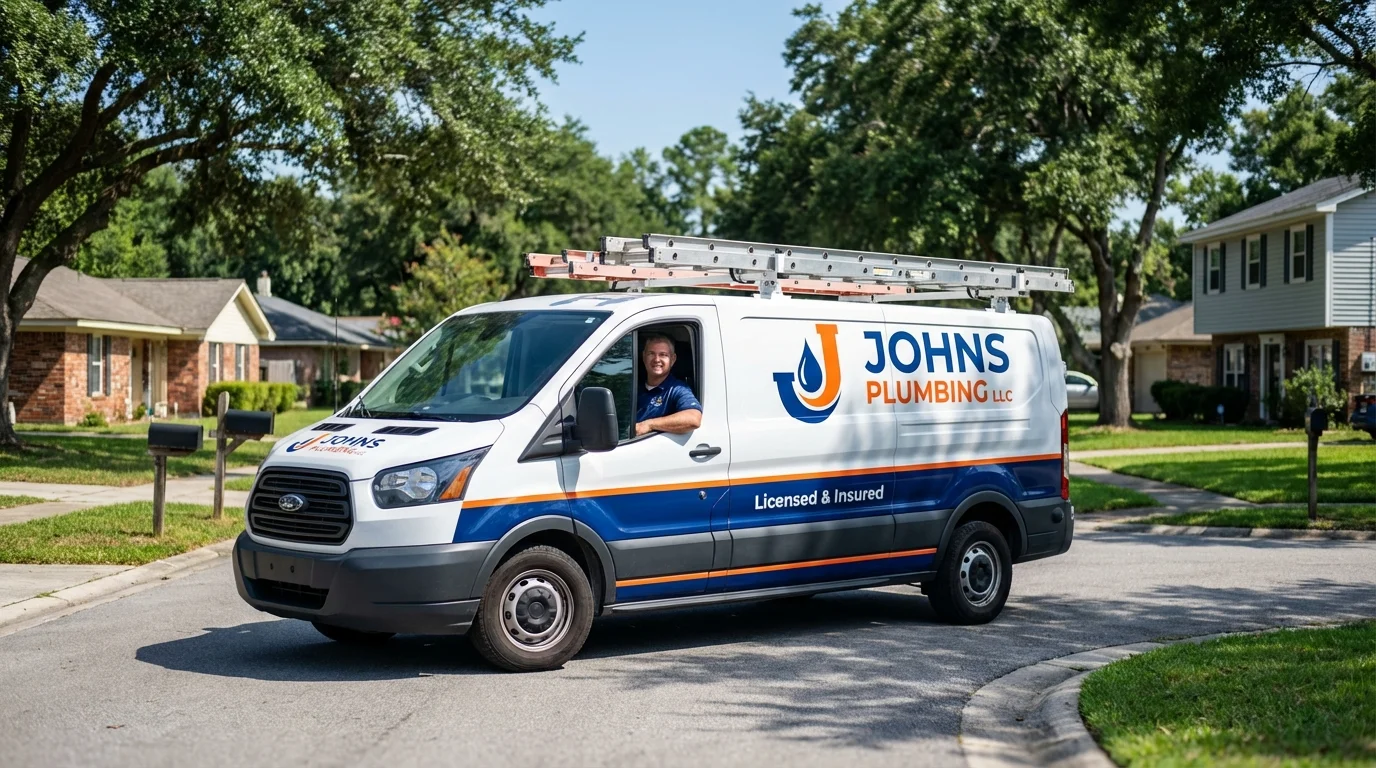 Johns Plumbing LLC service van in Rockwell, NC